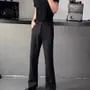 Mid Rise Plain Flared Dress Pants