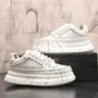 Hidden Wedge Mesh Panel Lace-Up Faux Leather Sneakers