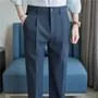 Mid Rise Plain Straight Leg Dress Pants