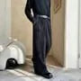 High Waist Twill Wide Leg Dress Pants
