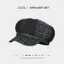 Plaid Denim Panel Newsboy Cap