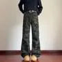 Mid Rise Camo Print Bootcut Cargo Pants