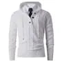 Henley Plain Drawstring Hooded Cable Knit Sweater
