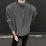 Mock Neck Half Buttoned Plain Sweater