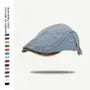 Faux Leather Brim Denim Flat Cap