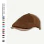 Faux Leather Brim Corduroy Flat Cap