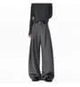 Mid Rise Plain Pleated Baggy Dress Pants