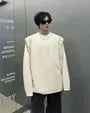Detachable Sleeve Crew Neck Plain Studded Chain Sweatshirt