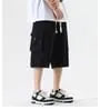 Drawstring Waist Plain Capri Cargo Pants