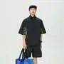 Couple Matching Short Sleeve Stand Collar Color Block Zip Windbreaker