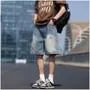Mid Rise Washed Distressed Wide Leg Jorts