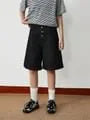 Mid Rise Button Fly Wide Leg Jorts