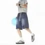 Drawstring Waist Washed Distressed Jorts
