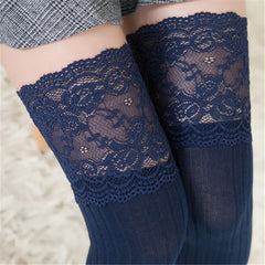 Lace Trim Over-the-Knee Socks