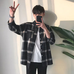 Frayed Loose Plaid Shirt