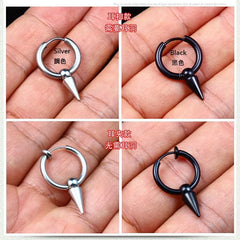 Stainless Steel Cone Dangle Hoop Earring