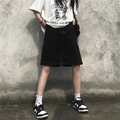 Drawstring-Waist Stitch-Trim Shorts