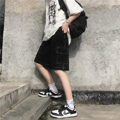Drawstring-Waist Stitch-Trim Shorts