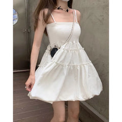 Spaghetti Strap Plain Mini A-line Dress
