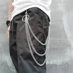Layered Pants Chain Waist Strap