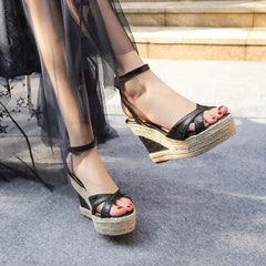 [38] Ankle Strap Wedge-Heel Sandals