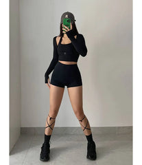 High Waist Plain Yoga Shorts