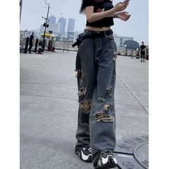 Low Rise Distressed Baggy Jeans