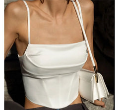 Square-Neck Plain Cropped Bustier Top