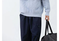 Crew Neck Gradient Sweater / Drawstring Waist Plain Harem Pants