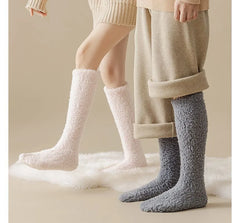 Set of 2 Pairs: Plain Fleece Knee High Socks