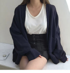 V-Neck Plain Cardigan
