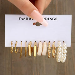 Set Of 6: Alloy Hoop Earring