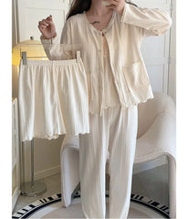 Lace Trim Pajama Camisole Top / Light Jacket / Pants / Shorts / Set