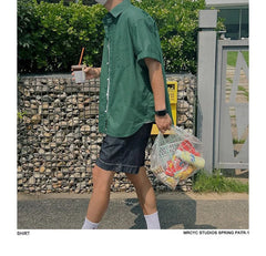 Plain Short Sleeve Linen Cotton Shirt