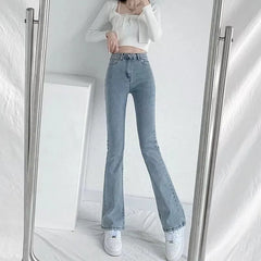 High Rise Washed Flared Jeans