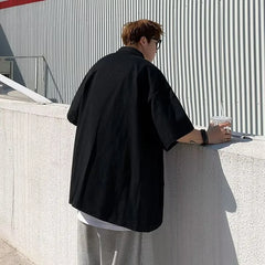Oversized Pocket-Front Plain Shirt