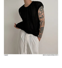 Crew Neck Plain Ribbed Knit Tank Top
