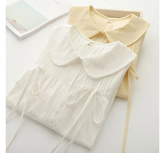 Short-Sleeve Plain Babydoll Blouse