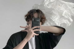 3/4-Sleeve Plain Open Front Kimono Jacket