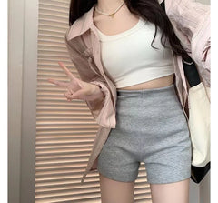 High Waist Plain Bike Shorts