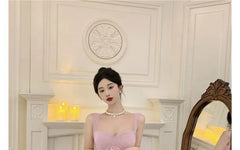 Sleeveless Sweetheart Neck Plain Slit Maxi Sheath Dress