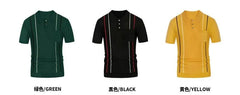 Short-Sleeve Color Block Knit Polo Shirt