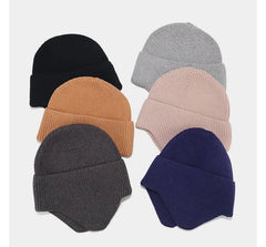 Plain Knit Beanie with Ear Flap