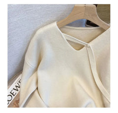 Maternity V-Neck Plain Oversized Sweater