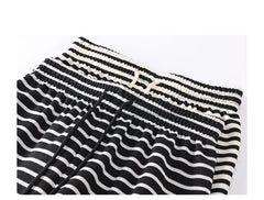 Drawstring Waist Striped Wide Leg Sweatpants