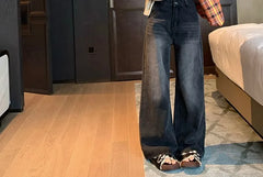 Low Rise Washed Wide Leg Jeans