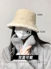 Plain Fleece-Lined Corduroy Bucket Hat