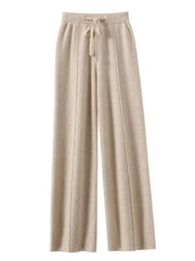 Drawstring Waist Plain Loose Fit Knit Pants