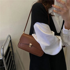 Faux Leather Flap Shoulder Bag