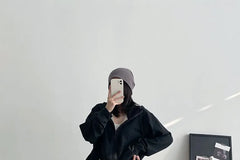 Plain Zip Hoodie / Drawstring Waist Wide Leg Sweatpants